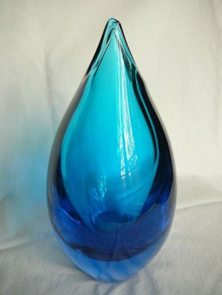 Rare Orrefors Vintage Turquoise Drop Formed Vase,  mid 20th Century,  marked. 4