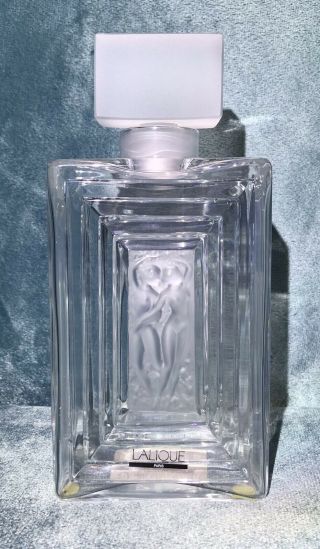 Lalique Duncan 3 Large Crystal Perfume Bottle Signed W/ Box