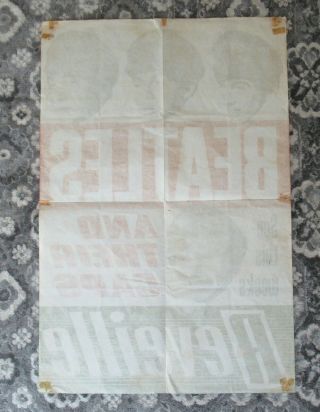 Beatles ULTRA RARE 1964 ' REVEILLE BEATLES CAPS ' PROMOTIONAL IN - STORE ' POSTER 2
