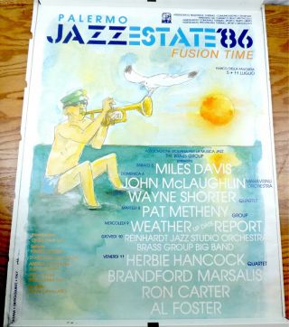 Vtg Palermo Jazz Estate Estate 1986 Festival Poster Italy Miles Davis Al Foster