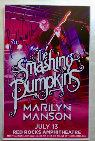 Smashing Pumpkins X 3 Billy Corgan Jimmy Chamberlain James Iha Signed Poster