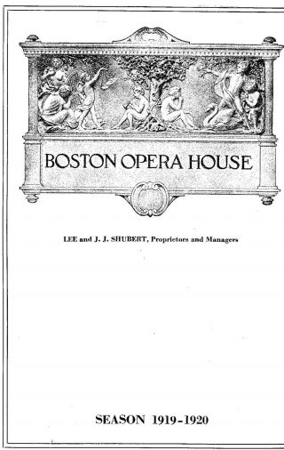 Boston Opera House - Boston,  Ma Nov 17 - 24 1919 Sinbad Staring Al Jolson
