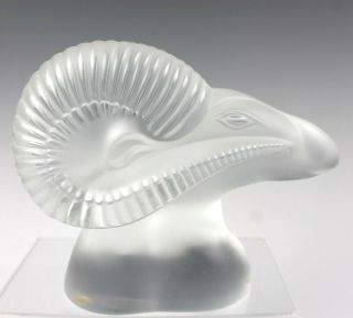 LALIQUE France Art Glass Crystal Deco Stylized Rams Head Aries Sculpture NR GIS 5