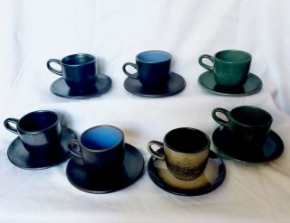 Extremely Rare Heath Ceramics Multi - Color Demitasse Set C.  1950 - 1960