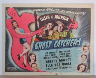 Set Of 8 1944 Ghost Catchers Lobby Cards Olsen & Johnson Lon Chaney Ella Mae Mor