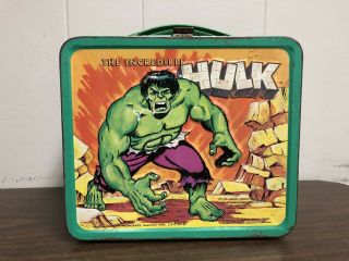 1978 Vintage The Incredible Hulk Metal Lunch Box Marvel Comics - No Thermos