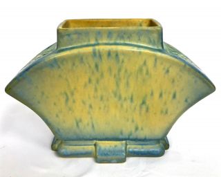 Roseville Pottery 6 1/4 " Futura Blue Fan 82 - 6 Vase - Circa 1924 Mid Century
