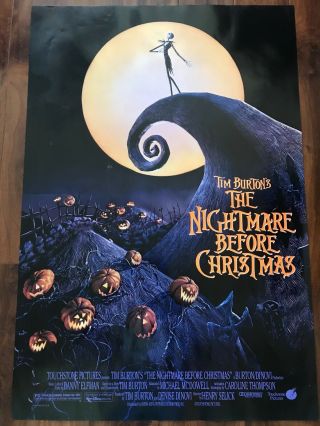 Nightmare Before Christmas Movie Poster 2 Sided 27x40 Tim Burton