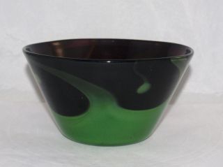 Charles Schneider Art Deco Centerpiece Bowl Vase Amethyst With Green Swirl