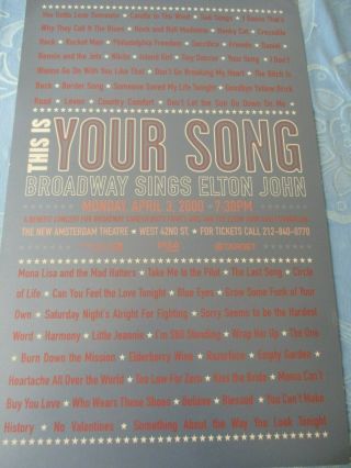 This Is Your Song Broadway Sings Elton John Poster 2000 Bcefa Benefit