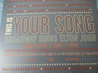 THIS IS YOUR SONG BROADWAY SINGS ELTON JOHN Poster 2000 BCEFA Benefit 2