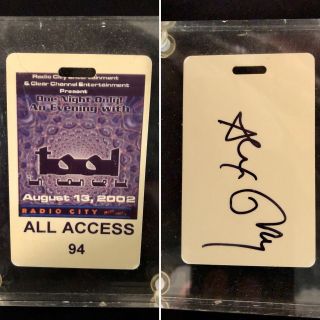 Tool Band All Access Backstage Pass Laminate Signed By Artist Alex Grey Nyc 2002