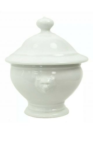 Classic White Apilco Lion Head France Porcelain Soup Lidded Ind Serve Bowl Set12