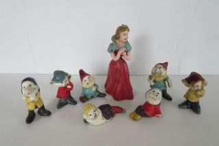 Vintage Cast Iron Snow White And The Seven Dwarfs,  Complete