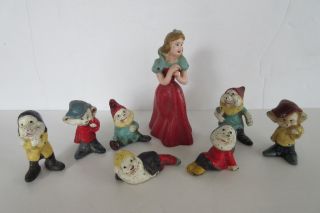 Vintage Cast Iron Snow White and the Seven Dwarfs,  complete 2