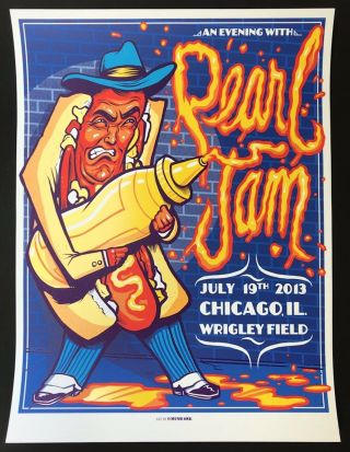 Pearl Jam Concert Poster - Munk One - Wrigley Field Chicago 7.  19.  13