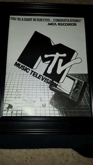Mtv 2nd Anniversary Mca Records Rare Promo Poster Ad Framed
