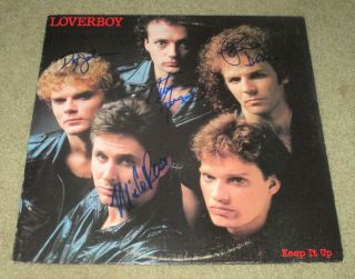 Loverboy Keep It Up Lp Record Cover Autographed By 4 Members (proof) Mike Reno,  3
