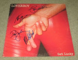 LOVERBOY KEEP IT UP LP RECORD COVER AUTOGRAPHED BY 4 MEMBERS (PROOF) MIKE RENO,  3 7