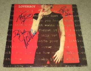 LOVERBOY KEEP IT UP LP RECORD COVER AUTOGRAPHED BY 4 MEMBERS (PROOF) MIKE RENO,  3 8
