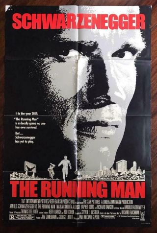 The Running Man 1987 Arnold Schwarzenegger Sci Fi Futuristic Orig Movie Poster