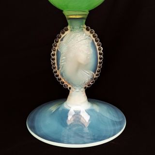 Venetian Italian Cameo Opalescent Swirl Green Glass Apothecary/Candy Jar 2