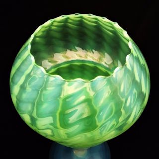 Venetian Italian Cameo Opalescent Swirl Green Glass Apothecary/Candy Jar 4