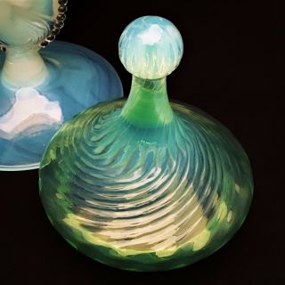 Venetian Italian Cameo Opalescent Swirl Green Glass Apothecary/Candy Jar 5