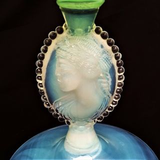 Venetian Italian Cameo Opalescent Swirl Green Glass Apothecary/Candy Jar 6