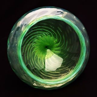 Venetian Italian Cameo Opalescent Swirl Green Glass Apothecary/Candy Jar 8
