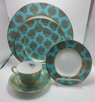 Bristol Belle Turquoise 5 Piece Place Setting By Royal Crown Derby From England