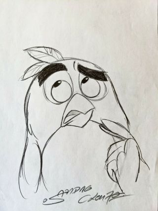 ANGRY BIRDS MOVIE Hand Drawn SANDRO CLUEZO SIGNED Red Concept Art 3