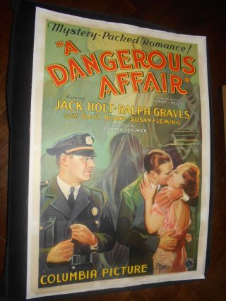 A Dangerous Affair One Sheet Poster On Linen 1931 Jack Holt