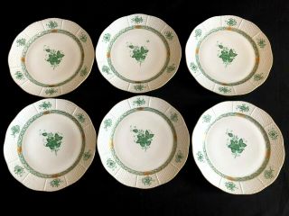 Herend Porcelain Handpainted Green Chinese Bouquet Dinner Plate 524/av From 1941