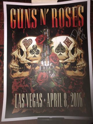 Guns N Roses Rare Duff Signed Poster Las Vegas Skulls.  Rare