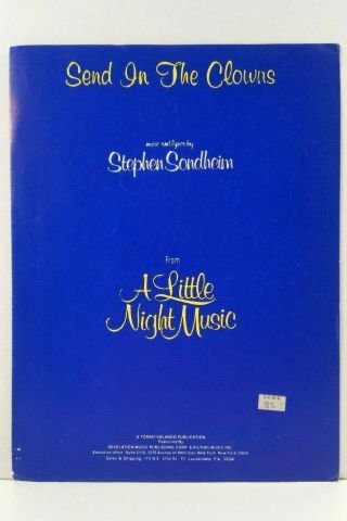 " Send In The Clowns " A Little Night Music By Stephen Sondheim - 1985 Sheet Music