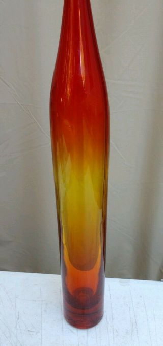 Vintage 1964 Modernist MCM Tangerine Tall BLENKO Art Glass Vase Joel Myers 2