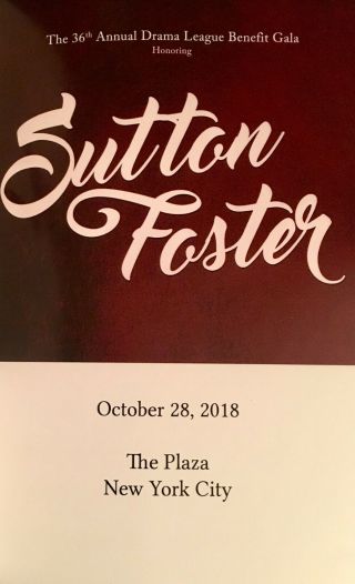 Drama League Benefit Gala Momento Souvenir Program Honoring Sutton Foster - 2019