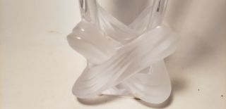 ANTQ LALIQUE CRYSTAL VASE - 11 INCH - CLEAR & FROSTED - ART GLASS - FRANCE - SIGNED - NR 2