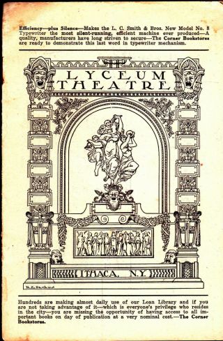 Paganini Lyceum Theatre Ithaca Ny Program George Arliss November 11 1915
