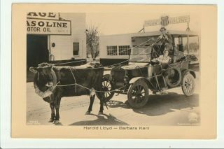 Harold Lloyd & Barbara Kent W Cow & Old Car 1930s Ross Verlag Photo Postcard