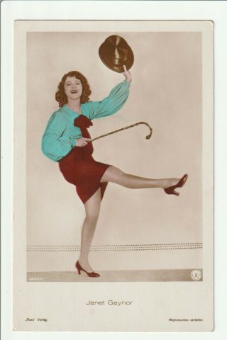 Janet Gaynor Dancing 1930s Tinted Ross Verlag Photo Postcard