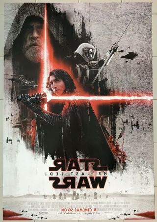 Star Wars the Last Jedi movie poster inter dark 27x40 Double side. 2