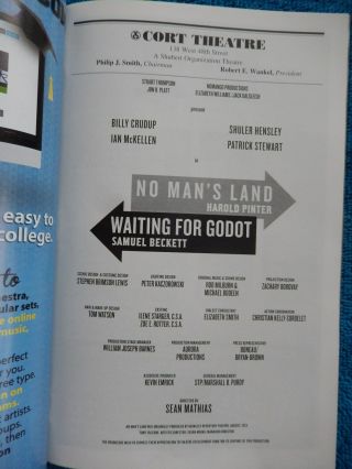 No Man ' s Land/Waiting For Godot - Cort Theatre Playbill - October 2013 - Stewart 3
