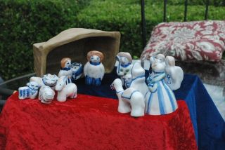 20 Pc M.  A.  Hadley Christmas Nativity Complete & Retired Louisville Ky Pottery