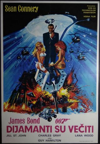 Diamonds Are Forever Sean Connery As James Bond 1971 Yugoslavian Movie Poster