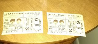 Beatles Rare 1964 Indiana State Fair Concert Ticket Stubs Set Of 2