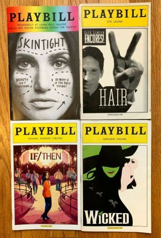 Tony Winner Idina Menzel 4 Broadway Playbills Wicked,  If/then,  Hair,  Skintight