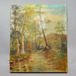 Old Mgm Studio Movie Prop - Unframed Landscape Painting - Oil On Canvas 10 X 12