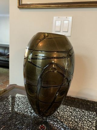 Lovely Seguso Vira Murano Glass Vase Made In Italy 3